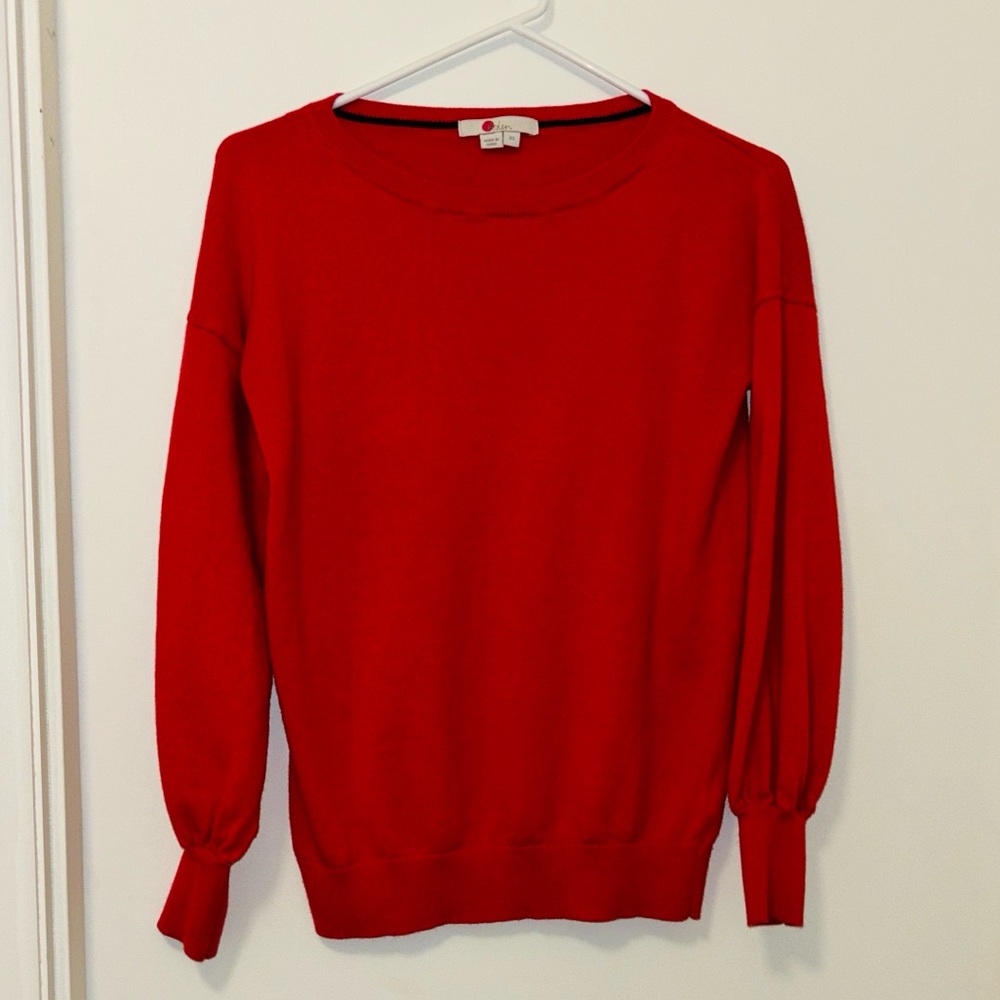 Boden Muriel Volume Sleeve Sweater in Pop Peony